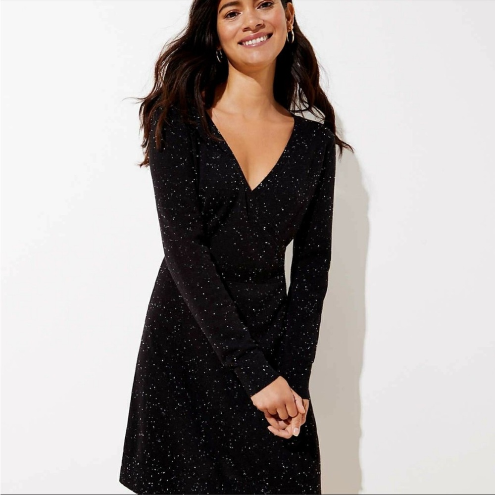 NWT 20/22 LOFT Plus Flecked Wrap Sweater Dress